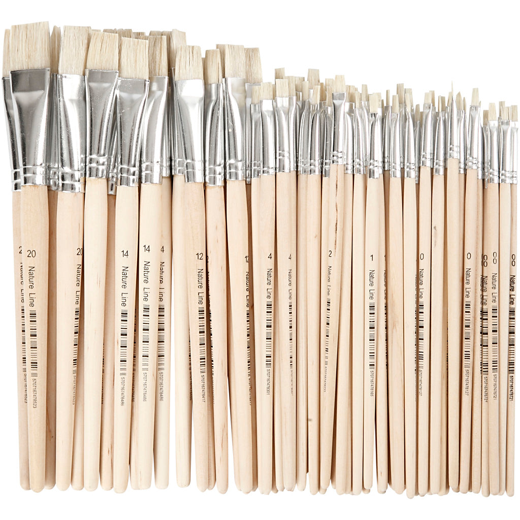 Nature Line Brushes, no. 00+0+1+2+4+12+14+20, L: 18-22 cm, W: 3-20 mm, flat, 68 pc