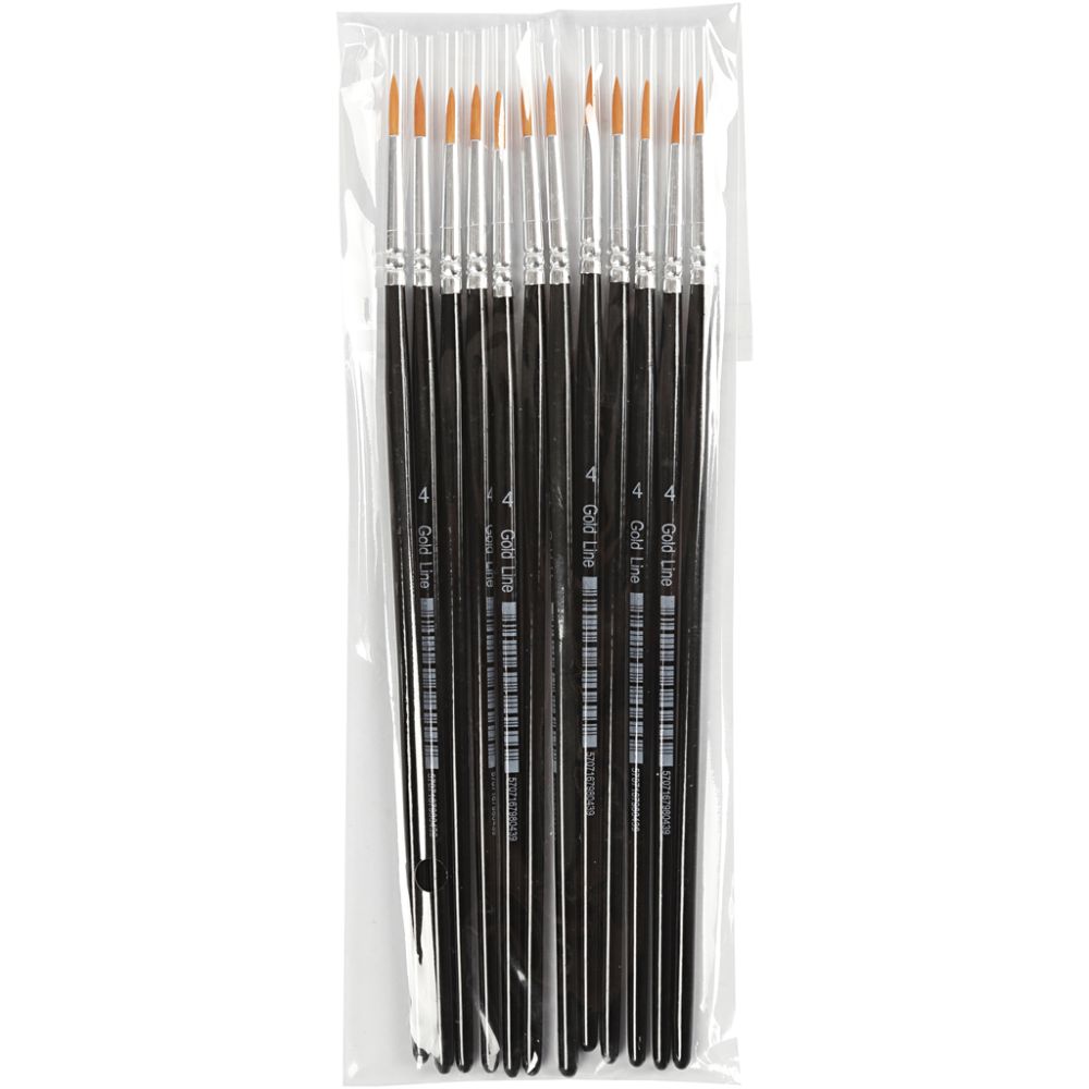 Nylon Brushes, no. 4, L: 17 cm, W: 2,5 mm, round, 12 pc/ 1 pack [HOB-10704]
