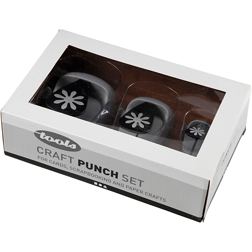 Craft Punch Set, marguerit, size 25+49+75 mm, 3 pc/ 1 pack [HOB-112910]