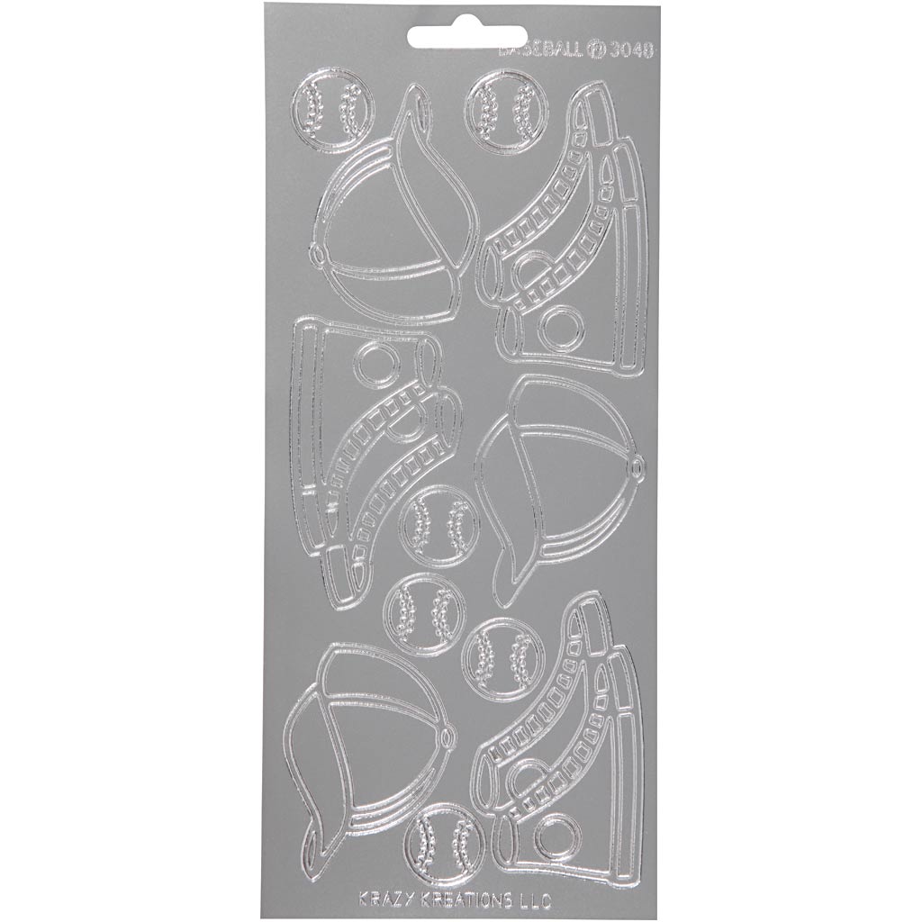 Stickers, sport, sheet 10x23 cm, silver, 1 sheet
