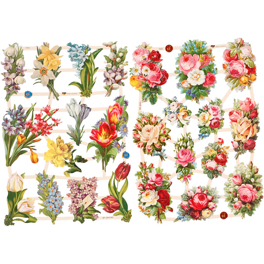 Vintage Die-Cuts, Spring Flower, sheet 16,5x23,5 cm, 2 sheet/ 1 pack [HOB-19354]