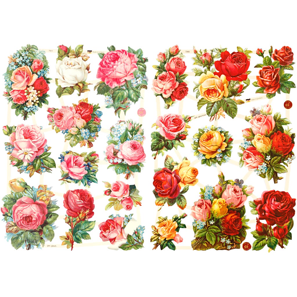 Vintage Die-Cuts, rose assortment, sheet 16,5x23,5 cm, 2 sheet/ 1 pack [HOB-19360]