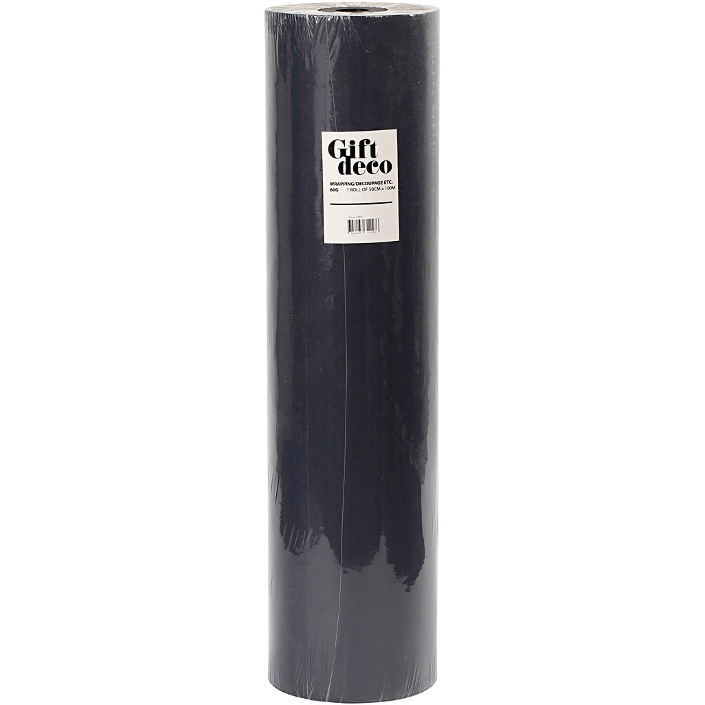 Wrapping Paper, W: 50 cm, 60 g, black, 100 m/ 1 roll [HOB-19941]