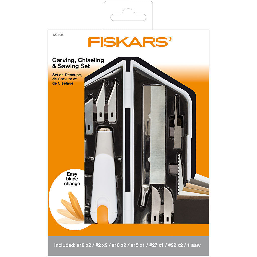 Fiskars Knife, Chisel and Saw Set, L: 15 cm, W: 3 cm, 1 set [HOB-1024385]