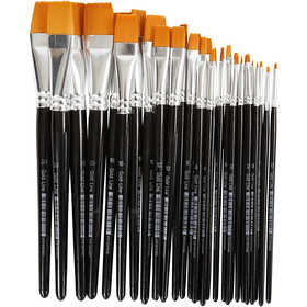 Nylon Brushes, no. 0+2+4+8+12+16+20, L: 17-21 cm, W: 2-22 mm, flat, 30 pc/ 1 pack [HOB-10249]