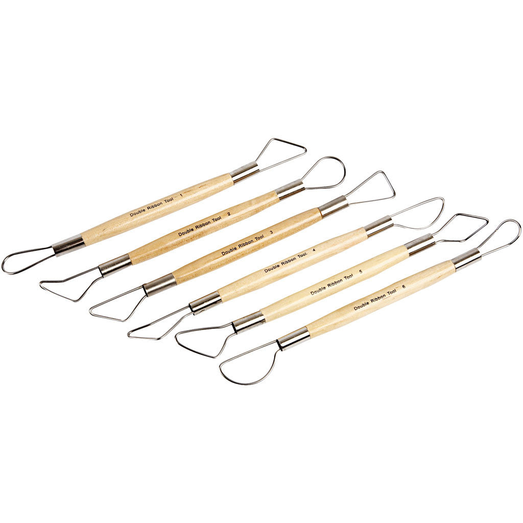 Clay Loop Tools, round edges, L: 20 cm, 6 pc/ 1 pack [HOB-10304]