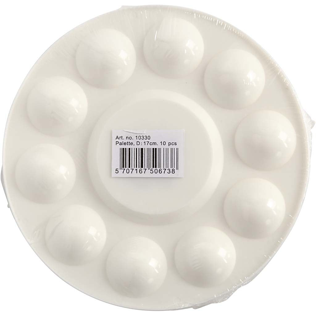 Palette , Round palette with 11 wells, dia. 17 cm, white, 10 pc/ 1 pack [HOB-10330]