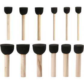 Foam Stencil Brushes, L: 9-10 cm, dia. 13+20+25+35 mm, 12 pc/ 1 pack [HOB-10409]