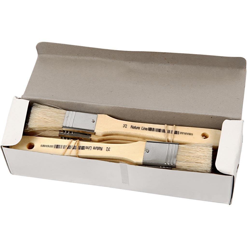Varnish Brushes, L: 18,5 cm, W: 25 mm, flat, 12 pc/ 1 pack [HOB-10425]