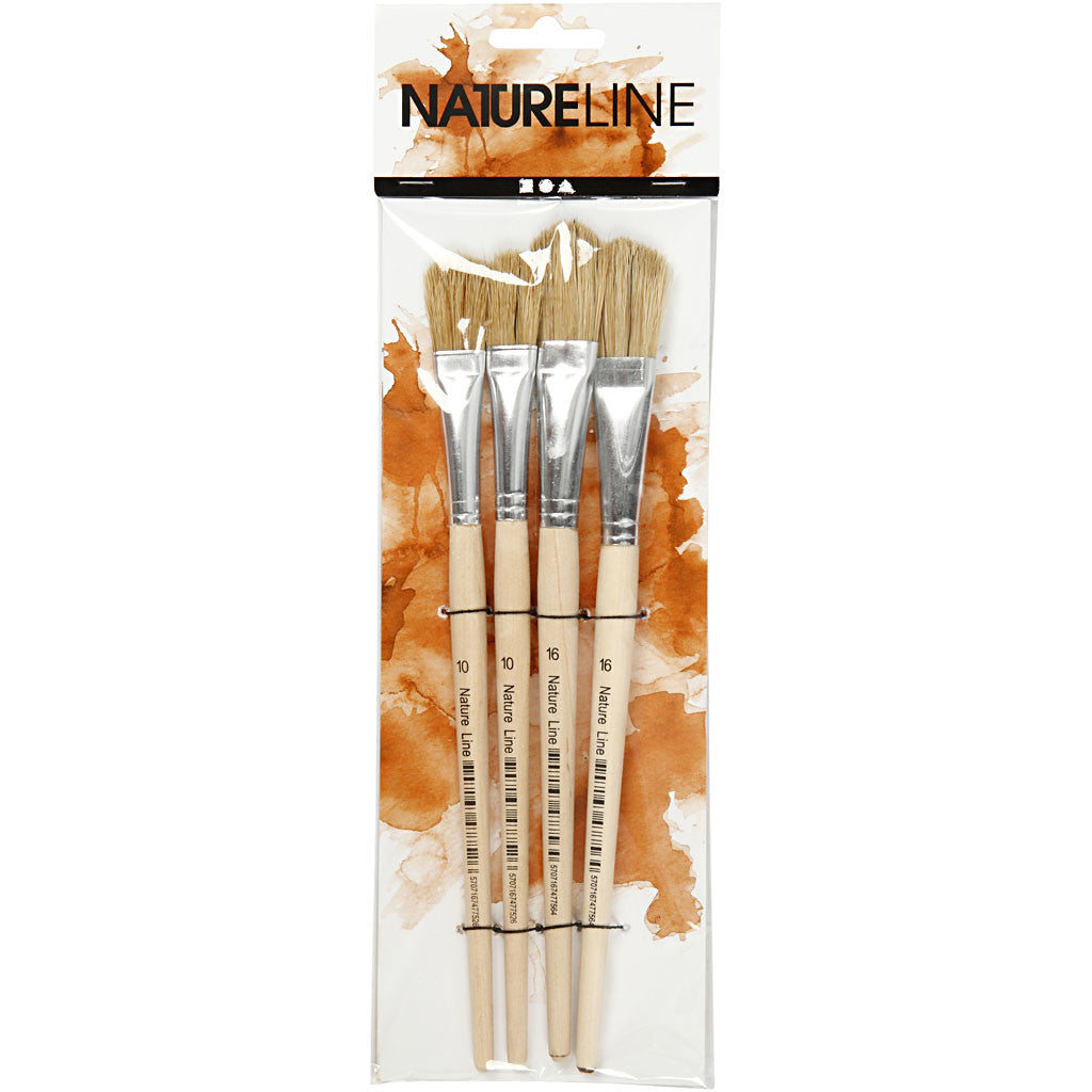 Varnish Brushes, no. 10+16, L: 13-18 mm, W: 13-17 cm, flat, 4 pc/ 1 pack [HOB-10483]