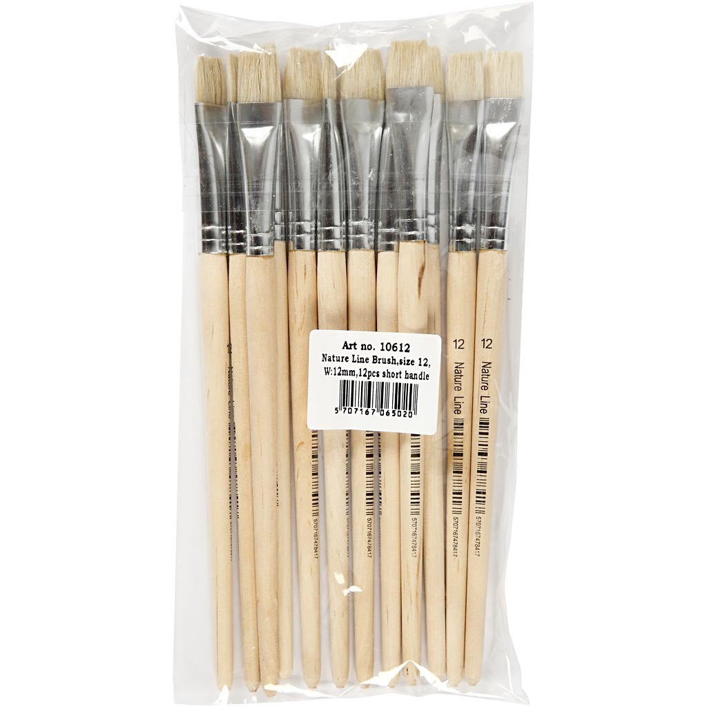 Nature Line Brushes, no. 12, L: 19 cm, W: 11 mm, flat, 12 pc/ 1 pack [HOB-10612]