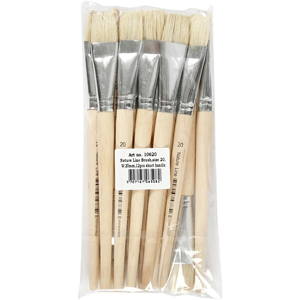 Nature Line Brushes, no. 20, L: 20,5 cm, W: 20 mm, flat, 12 pc/ 1 pack [HOB-10620]