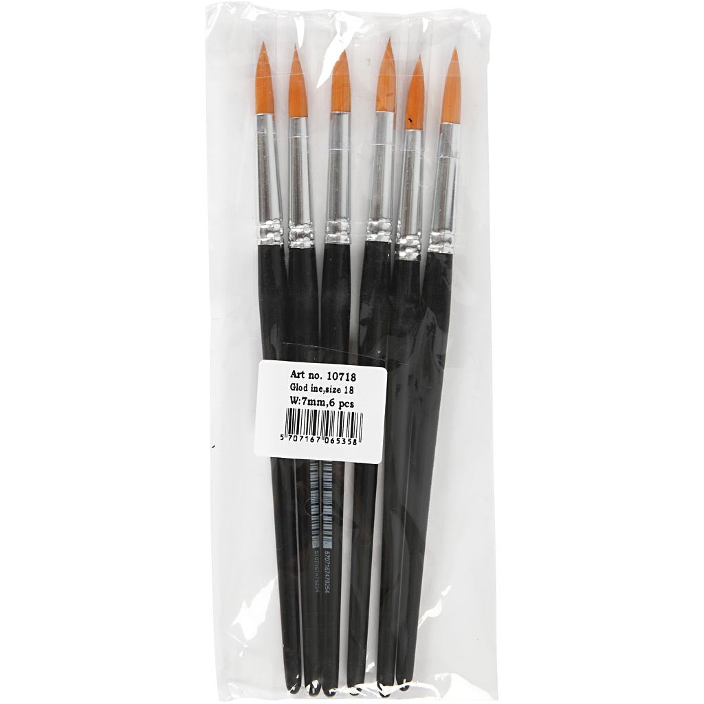 Nylon Brushes, no. 18, L: 20 cm, W: 7 mm, round, 6 pc/ 1 pack [HOB-10718]