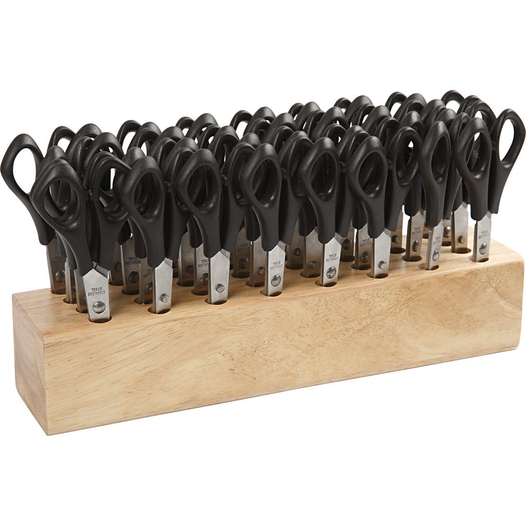 School Scissors with Rack, L: 14 cm, round, 1 set [HOB-11228]