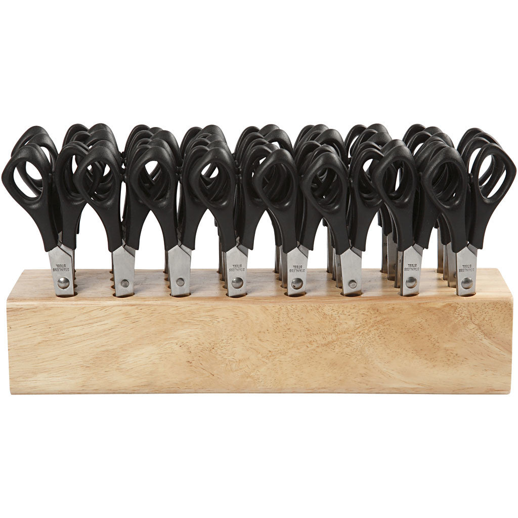 School Scissors with Rack, L: 14 cm, round, 1 set [HOB-11228]