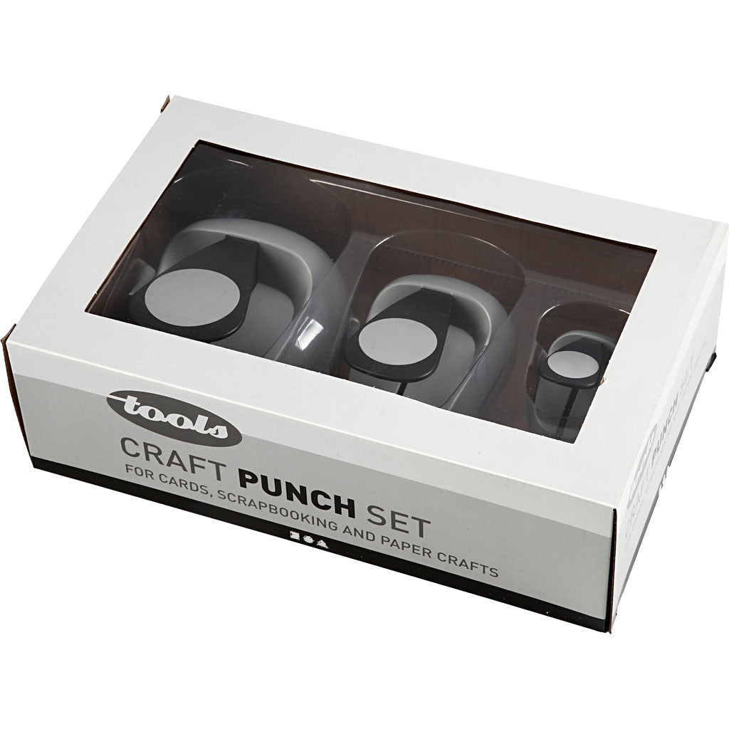 Craft Punch Set, circle, size 25+49+75 mm, 3 pc/ 1 pack [HOB-11289]