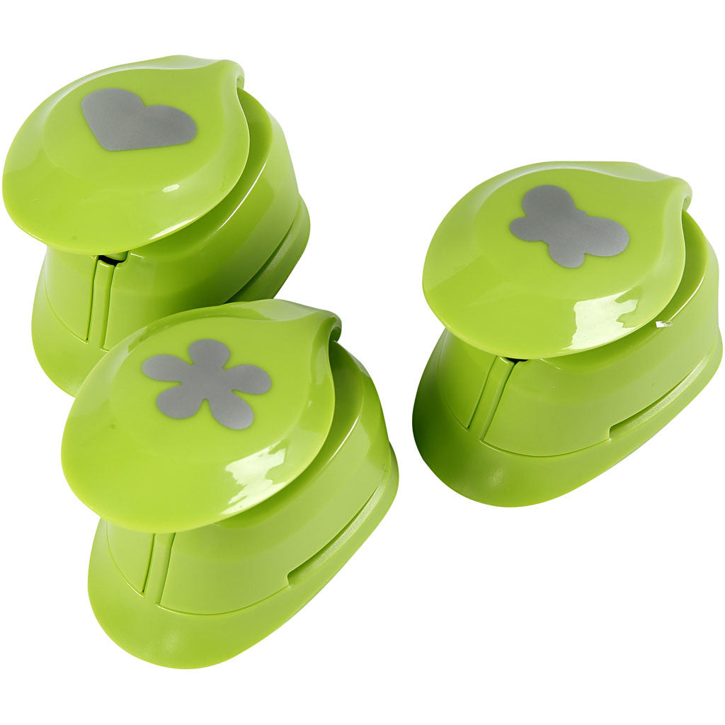 Paper Punches, flower, butterfly, heart, size 25 mm, 3 pc/ 1 pack [HOB-11302]