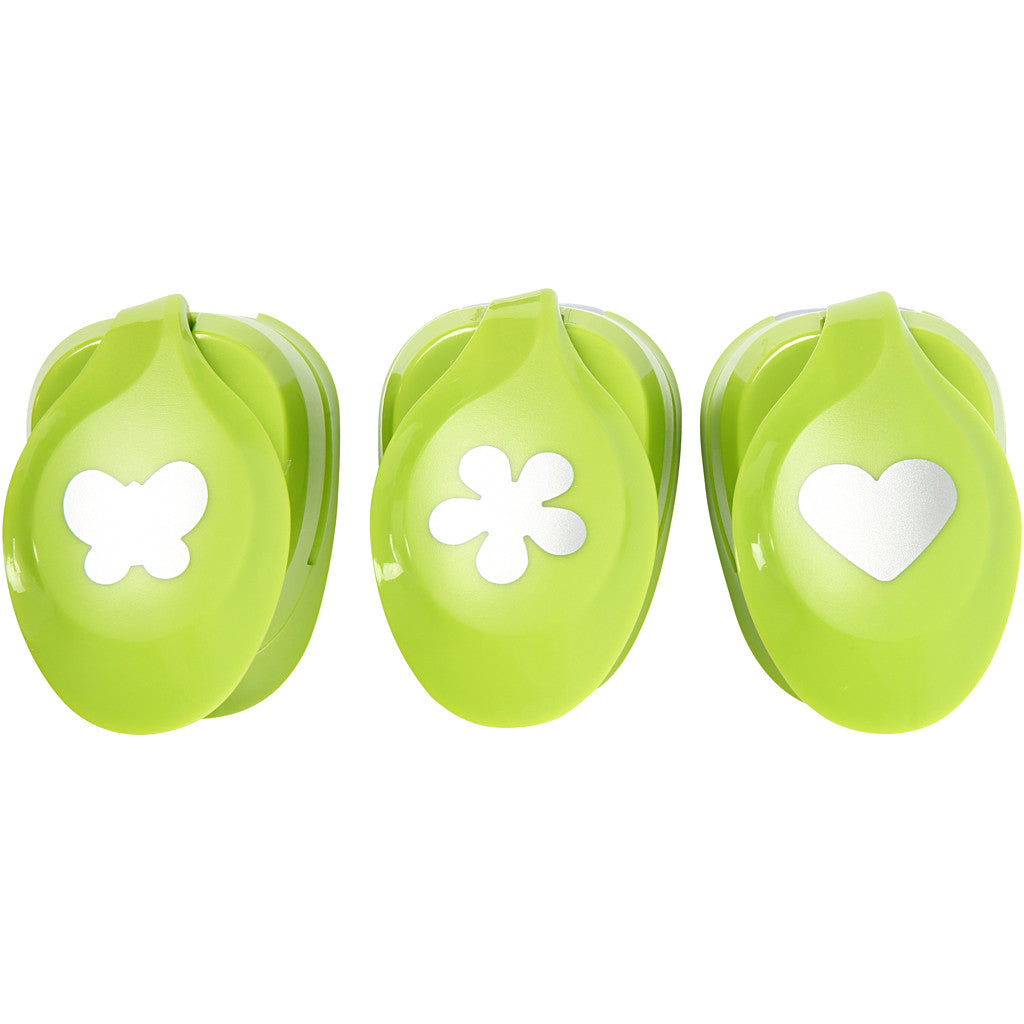 Paper Punches, flower, butterfly, heart, size 25 mm, 3 pc/ 1 pack [HOB-11302]