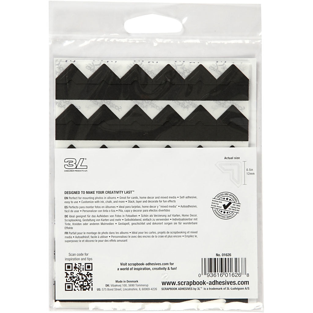 Photo Corners, W: 10 mm, 110 g, black, 108 pc/ 1 pack [HOB-11598]