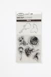 Clear stamps and cutting dies, flowers, size 4-6,5 cm, 1pack/ 1 pack [HOB-117483]