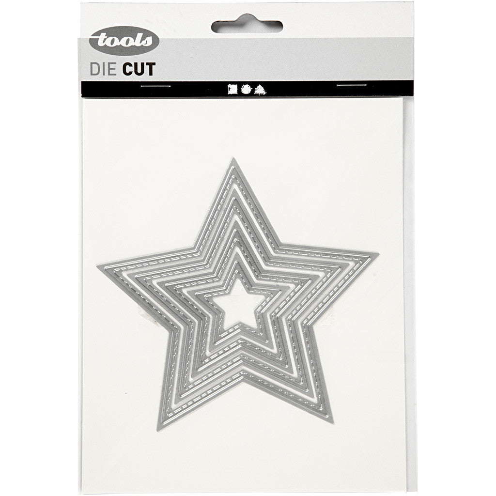 Die Cut and Embossing Folder, star, dia. 3,5-11,5 cm, 1 pc [HOB-11778]