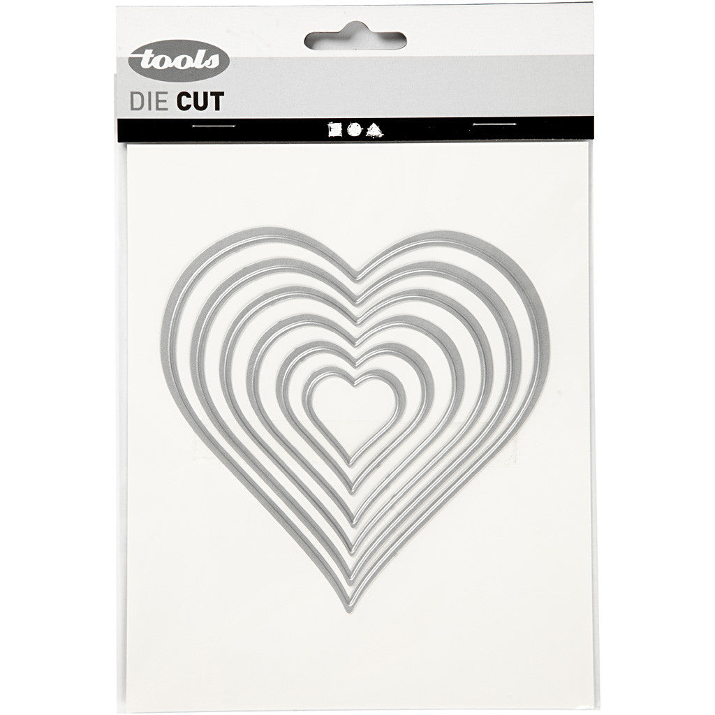 Die Cut and Embossing Folder, heart, size 2,5x3-10x11 cm, 1 pc [HOB-11782]
