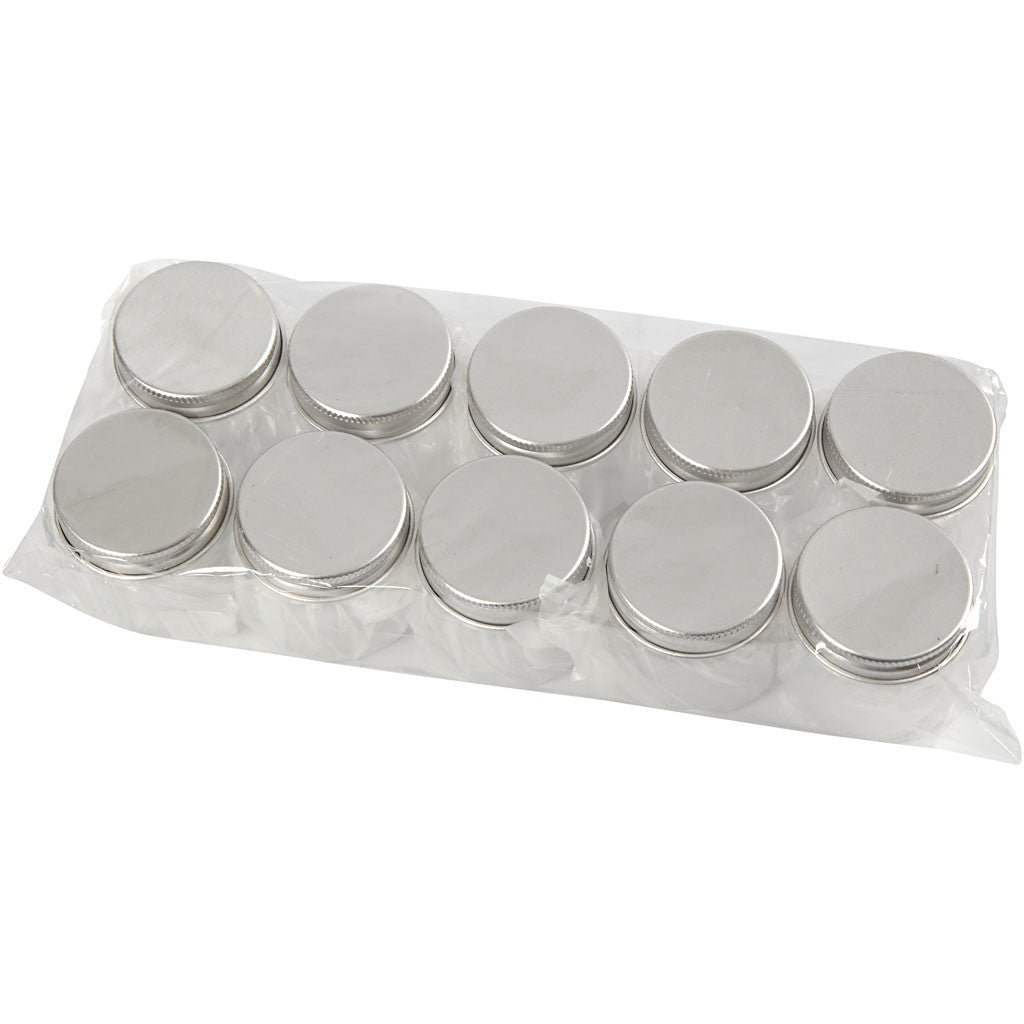 Plastic Jar with Screw-on Lid, H: 45 mm, dia. 44 mm, 50 ml, 10 pc/ 1 pack [HOB-13179]