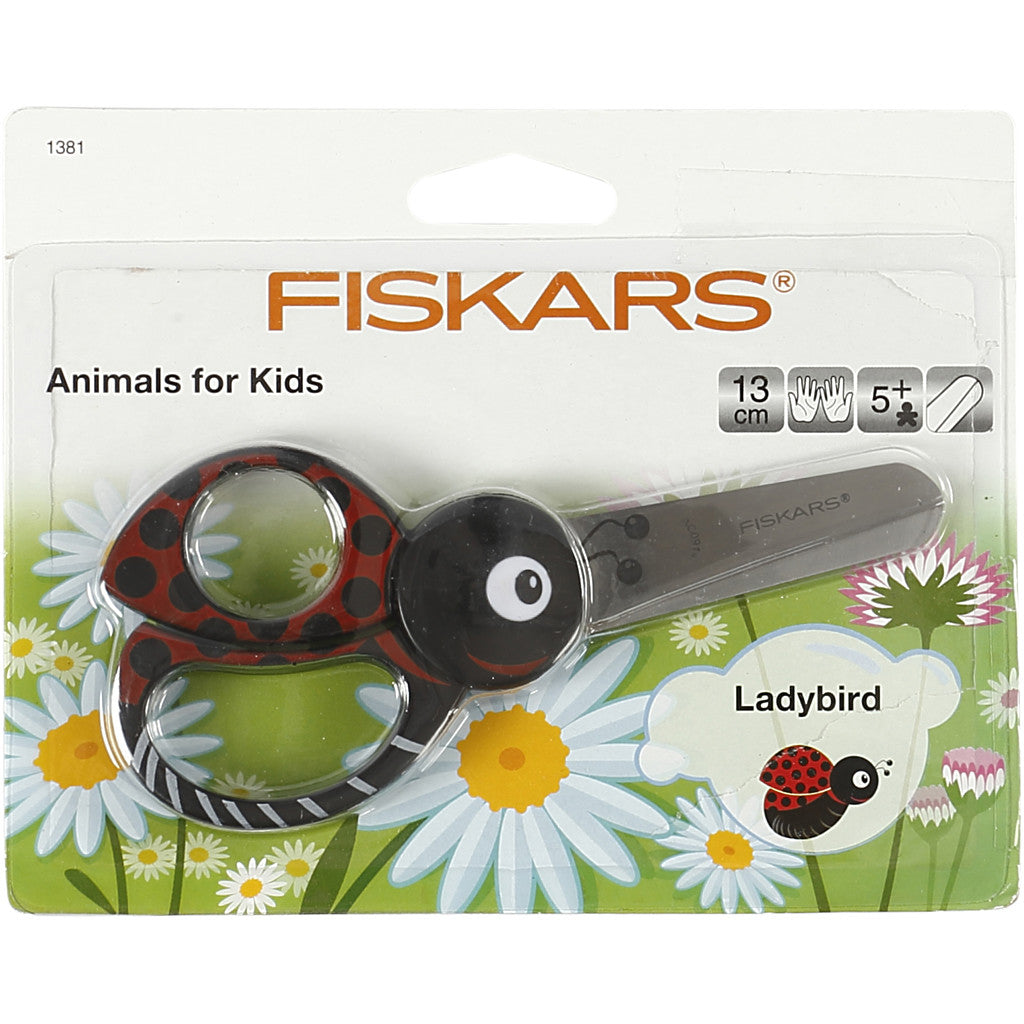 Fiskars Kids Animal Scissors, Ladybird, L: 13 cm, 1 pc [HOB-1381]