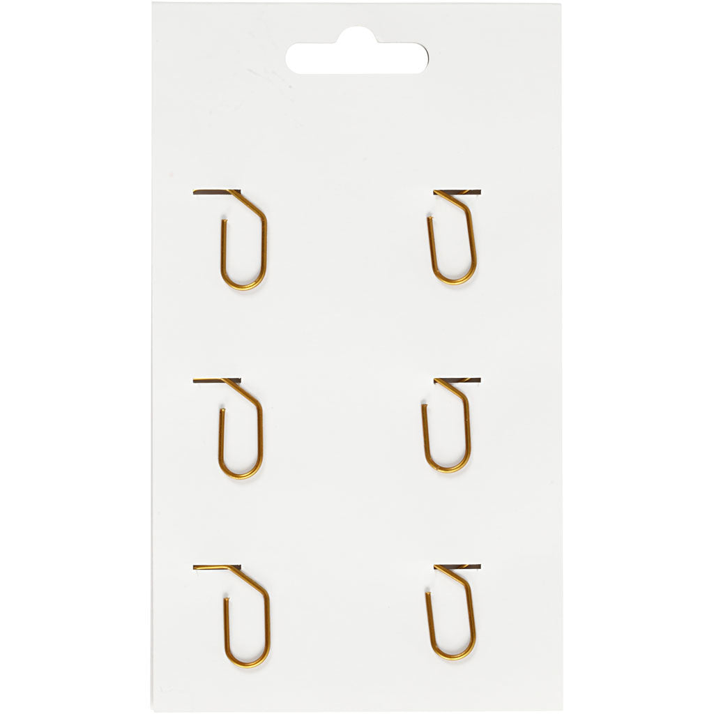 Metal Paperclips, heart, size 30x20 mm, gold, 6 pc/ 1 pack [HOB-14210]