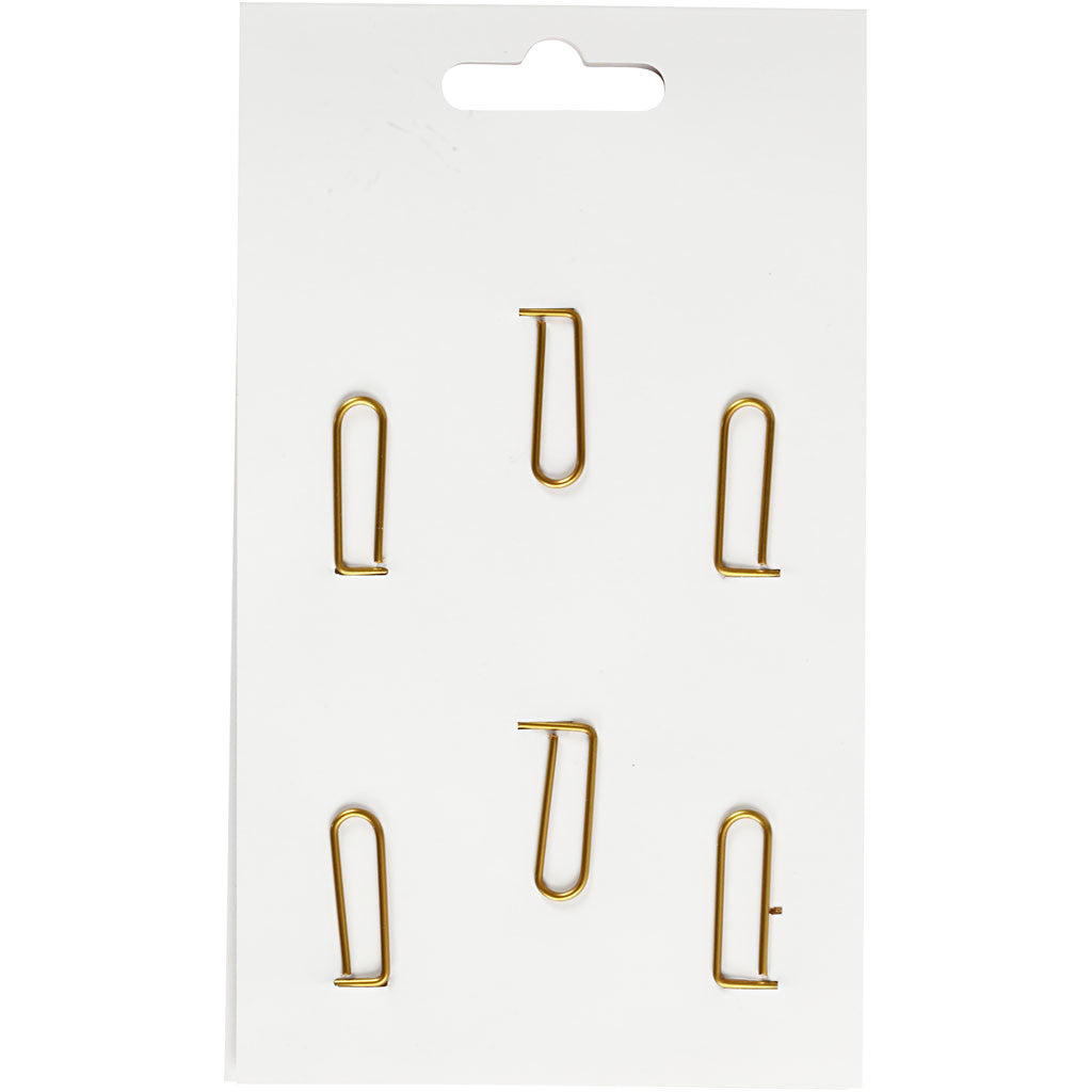 Metal Paperclips, arrow, size 40x25 mm, gold, 6 pc/ 1 pack [HOB-14211]