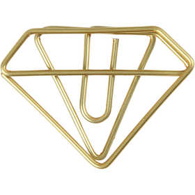 Metal Paperclips, diamond, H: 25 mm, W: 35 mm, gold, 6 pc/ 1 pack [HOB-14215]