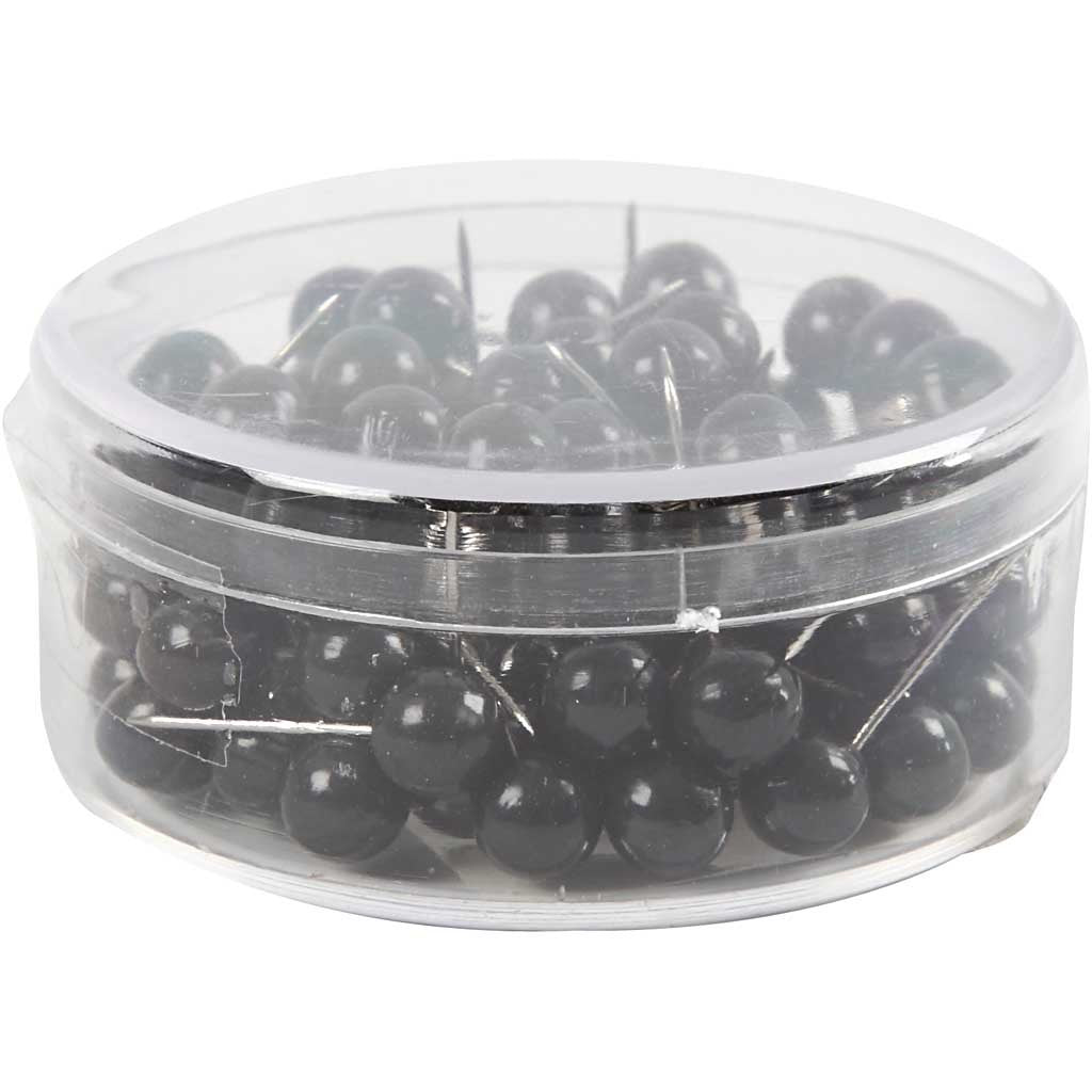 Map Pins, L: 17 mm, dia. 6 mm, black, 100 pc/ 1 pack [HOB-14252]