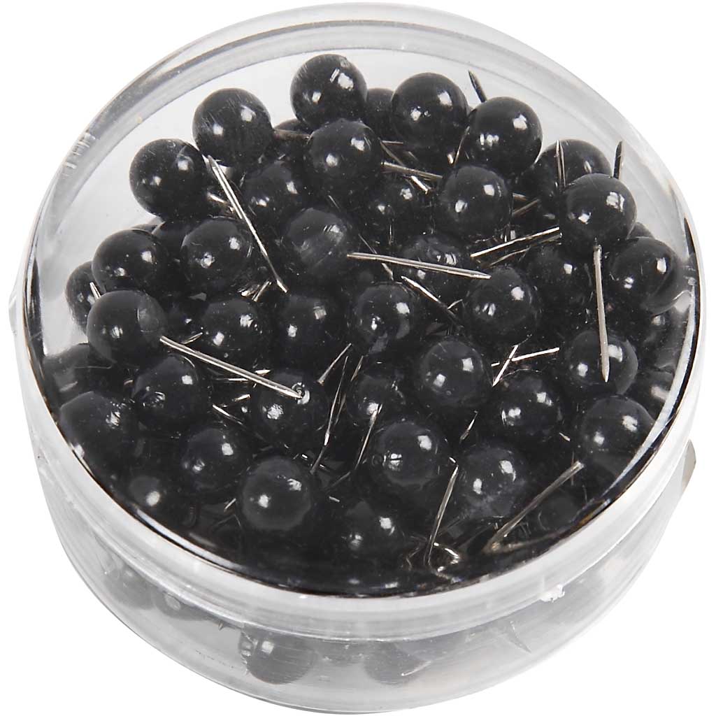 Map Pins, L: 17 mm, dia. 6 mm, black, 100 pc/ 1 pack [HOB-14252]