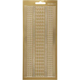 Stickers, borders, sheet 10x23 cm, gold, 1 sheet [HOB-170021]