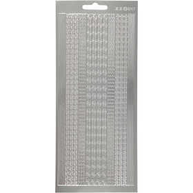 Stickers, borders, sheet 10x23 cm, silver, 1 sheet [HOB-170022]
