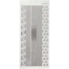 Stickers, borders, sheet 10x23 cm, silver, 1 sheet [HOB-170025]