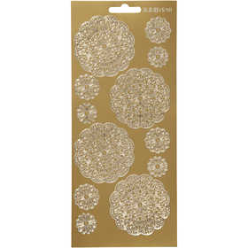 Stickers, flowers, sheet 10x23 cm, gold, 1 sheet [HOB-170095]