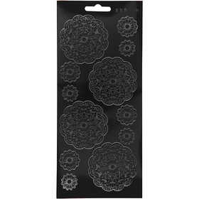 Stickers, flowers, sheet 10x23 cm, black, 1 sheet [HOB-170097]