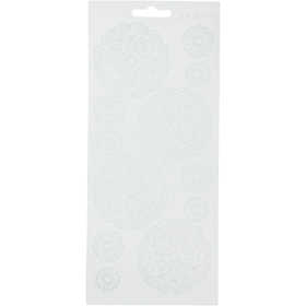 Stickers, flowers, sheet 10x23 cm, white, 1 sheet [HOB-170098]