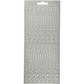 Stickers, stars, sheet 10x23 cm, silver, 1 sheet [HOB-170112]