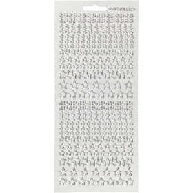 Stickers, stars, sheet 10x23 cm, silver, 1 sheet [HOB-170113]