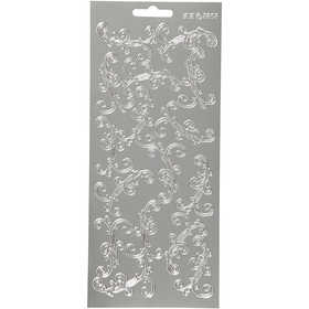 Stickers, swirl, sheet 10x23 cm, silver, 1 sheet [HOB-170122]
