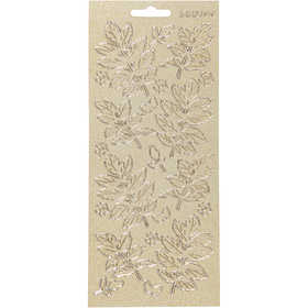 Stickers, leaves, sheet 10x23 cm, gold, 1 sheet [HOB-170173]