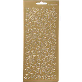 Stickers, stars, 10x23 cm, gold, 1 sheet [HOB-170182]