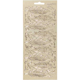 Stickers, feathers, sheet 10x23 cm, gold, 1 sheet [HOB-170190]