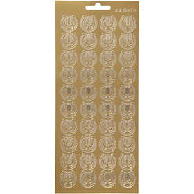 Stickers, lyre, sheet 10x23 cm, gold, 1 sheet [HOB-170211]