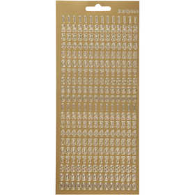 Stickers, numbers, sheet 10x23 cm, gold, 1 sheet [HOB-170220]