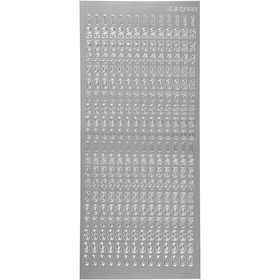 Stickers, numbers, sheet 10x23 cm, silver, 1 sheet [HOB-170221]
