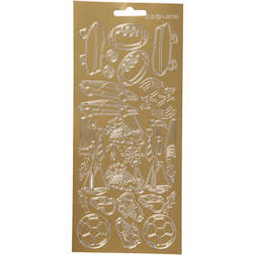 Stickers, sport, sheet 10x23 cm, gold, 1 sheet [HOB-170232]