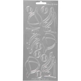 Stickers, sport, sheet 10x23 cm, silver, 1 sheet [HOB-170249]